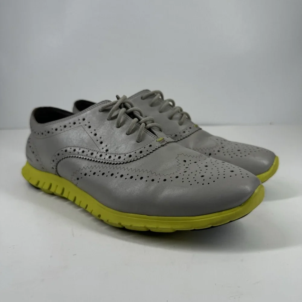 Cole Haan ZEROGRAND Women's 10.5B Grey/Neon Leather Wingtip Oxford Shoes W02698